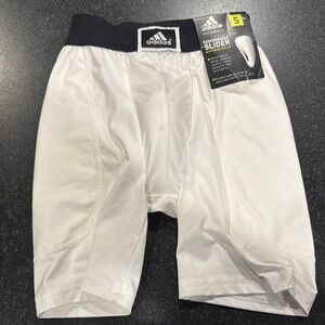 Adidas White Performance Slider Shorts - Size S - w/protective cup
